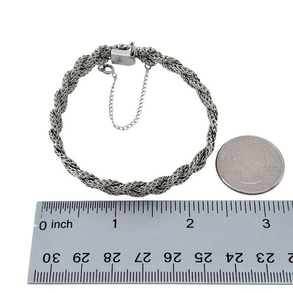 Vintage JB Sterling Silver 925 9mm Braided Mesh Chain Bracelet 7" - Picture 8 of 8